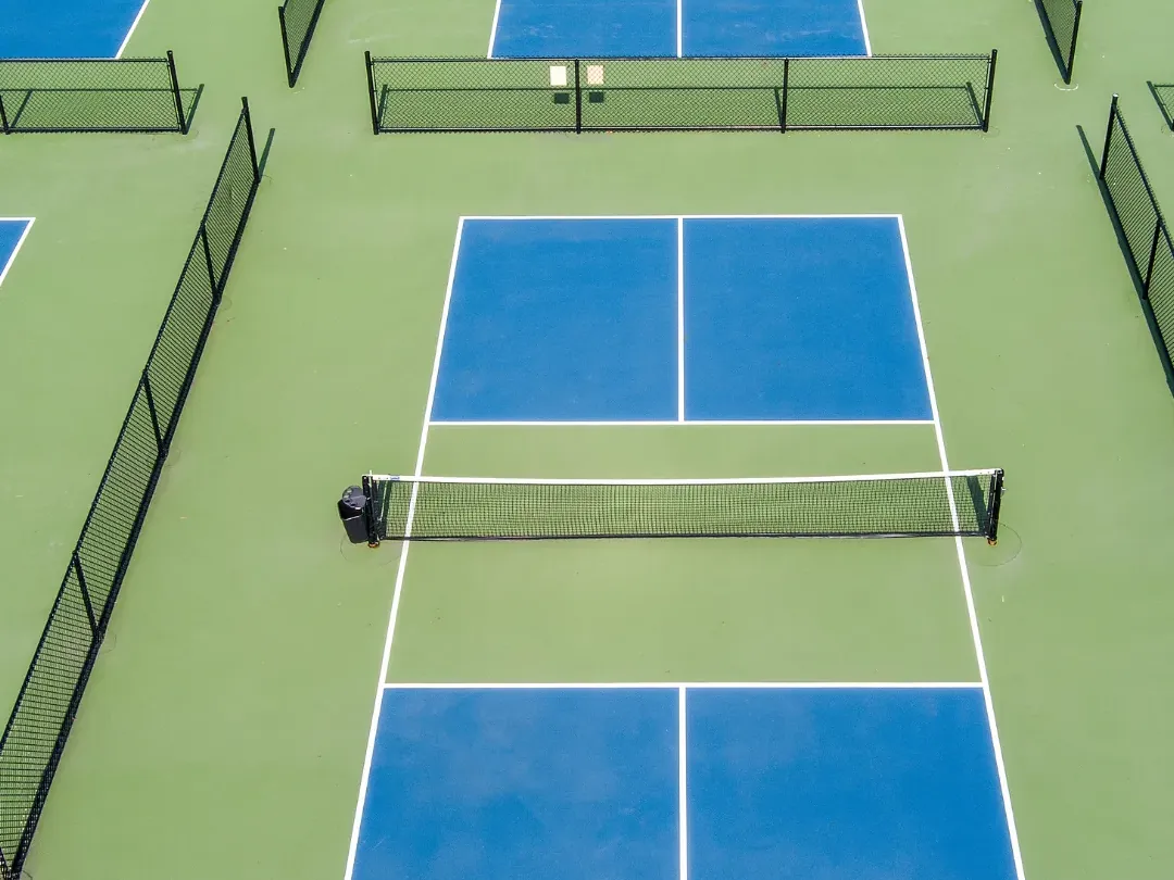 Aerial view of dedicated pickleball courts